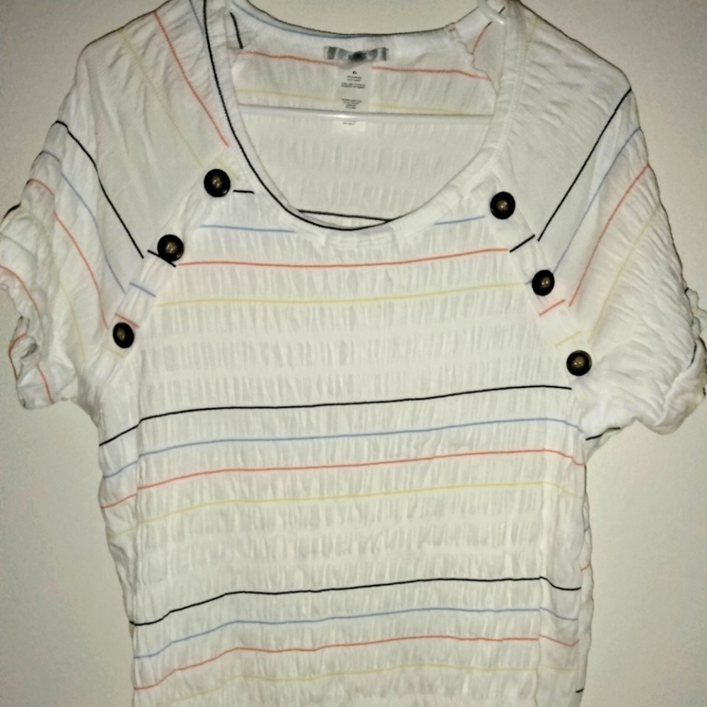 Nouvida (Size XL) Multicolored Striped Stretch Material Casual Top